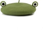 Kawaii Animal Women Girls Beret Hat, Cute Deer Frog Animal Design Wool Beret Hat  Style Winter Autumn Cap