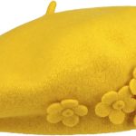 Flower Baske Beret  Wool 3D Floral Applique Made in EU Women Autumn Winter