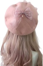 Women Wool Beret Hat Bow Beret Cap  Style Beret Hat Painter Beret for Ladies Girls Birthday Gifts