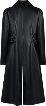 Men's 70s PU Leather Trench Coat Long German Style Punk Motorcycle Jacket Black  Leather Zipper Coat - Image 2