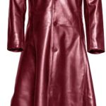 Mens Vintage Classic WW2 Officer Military Uniform Black Leather Trench Coat Jacket Long Trench Coat Motorcycle Jakcet