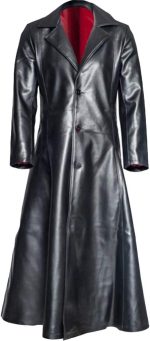 Mens Vintage Classic WW2 Officer Military Uniform Black Leather Trench Coat Jacket Long Trench Coat Motorcycle Jakcet