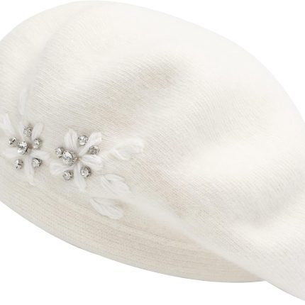 Womens  Beret hat, Reversible Solid Color Mosaic Warm Beret Cap for Girls