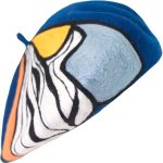 Women Wool Beret Stripe Style Beret Handmade Wool Felt Beret hat (Dark Blue)