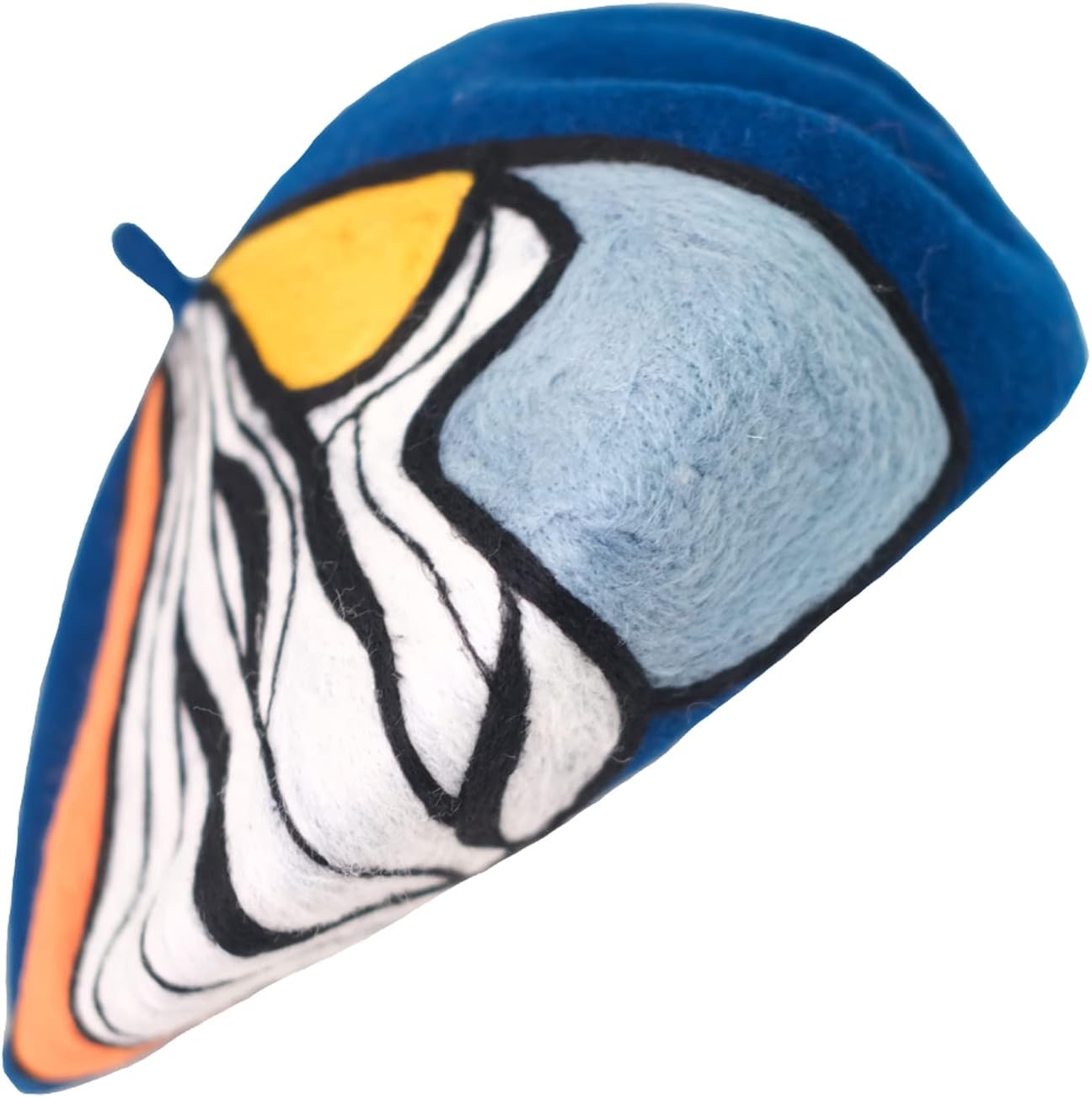 614q9kn9CqL._AC_SL1500_.jpg Women Wool Beret Stripe Style Beret Handmade Wool Felt Beret hat (Dark Blue) - Image 1