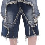 Baggy Jorts Women Men Star Patchwork High Waisted Wide Leg Jeans Shorts Gothic Streetwear Summer Clothes