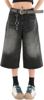 Cropped Jeans for Women Men High Waist Wide Leg Baggy Jorts  Casual Denim Capris Pants  Summer Clothes.