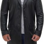 Leather Trench Coat Men - Real Leather Long Overcoat for Mens