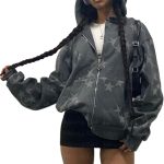 Zip Up Hoodies for Teen Girls Aesthetic Trendy Oversized Sweatshirt Women  Star Graphic Print Jackets