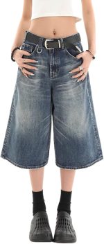 Cropped Jeans for Women Men High Waist Wide Leg Baggy Jorts  Casual Denim Capris Pants  Summer Clothes. - Image 2