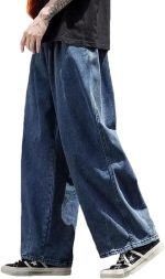 Men's Loose Wide Leg Jeans Straight Baggy Hip hop Streetwear Skateboard Denim Pants