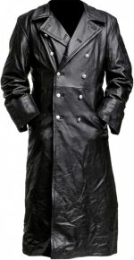 Mens Vintage Classic WW2 Officer Military Uniform Black Leather Trench Coat Jacket Long Trench Coat Motorcycle Jakcet - Image 2