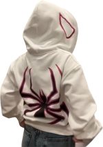 Women Men Zip Up  Oversized Hoodie Spider Graphic Full Zipper Sweatshirt Teen Girls  Streetwear Jacket