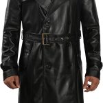 Mens Leather Coats - Real Lambskin Black Trench Coat Style Leather Jackets For Men