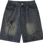 Blue Denim Shorts Summer Casual Loose Straight Leg Unisex Baggy Jeans Shorts Jorts  Harajuku Streetwear