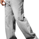 Men's High Waist Loose Jeans Baggy Straight Leg Denim Pants Trousers