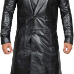 Leather Trench Coat Men - Real Leather Long Overcoat for Mens