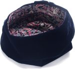 Womens Vintage Style Velvet Beret Floral Hat Chic Cap (Navy Blue) - Image 2