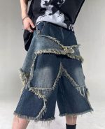 Baggy Jorts Women Men Star Patchwork High Waisted Wide Leg Jeans Shorts Gothic Streetwear Summer Clothes - Image 2