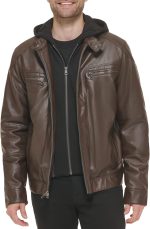 men Motorcycle Jacket With Removable Hoodie