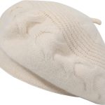 Beret hat, Reversible Solid Color Knit Warm Beret Cap for Womens Girls