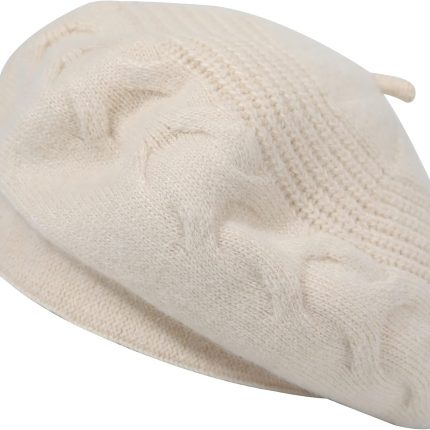Beret hat, Reversible Solid Color Knit Warm Beret Cap for Womens Girls