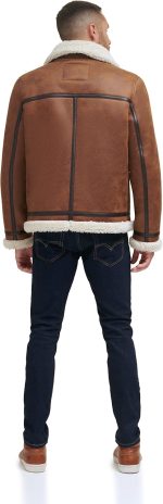mens Faux Shearling Rancher Aviator Jacket - Image 2