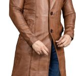 Vintage Classic Leather Trench Coat Men - Full Length Duster Overcoat Lambskin Leather Long Coats for Men