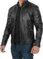 Mens Leather Jacket - Real Lambskin  Motorcyle Style Leather Jackets For Men - Image 2