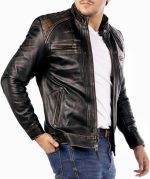 Signature Diamond Style Lambskin Leather Jacket Men - Premium Leather  Vintage Look Motorcycle Jacket Men