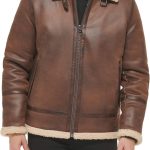 Mens Faux Leather Jacket Men - Bomber Jacket With Shearling Lining