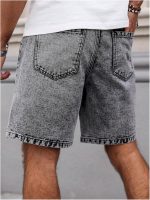 Men Graphic Baggy Denim Shorts Ripped Zipper Jean Bermuda Shorts with Pockets - Image 2