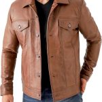 Classic Trucker Fashion Leather Jacket Men - Premium Suede Leather Shirt Style Coat Jacket