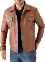 Classic Trucker Fashion Leather Jacket Men - Premium Suede Leather Shirt Style Coat Jacket
