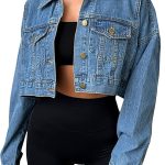Women Denim Jacket Button Down Long Sleeve Loose d Jean Jacket Coats with Pocket