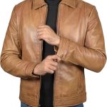 Mens Full Grain Pure Leather Jacket - Real Lambskin Classic Shirt Collar Motorcycle Leather Jackets for Men