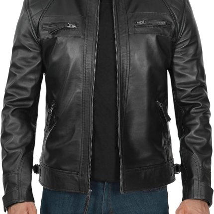 Mens Leather Jacket - Real Lambskin  Motorcyle Style Leather Jackets For Men