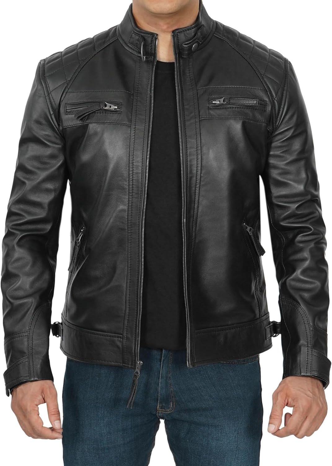 81NY5gAT9pL._AC_SL1500_.jpg Mens Leather Jacket - Real Lambskin Motorcyle Style Leather Jackets For Men - Image 1