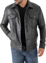 Classic Trucker Fashion Leather Jacket Men - Premium Suede Leather Shirt Style Coat Jacket