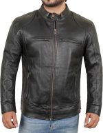 Real Lambskin Leather Jacket Men - Biker Style Zip Up Mens Motorcycle Jackets Outerwear - Image 2