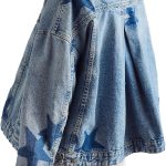 Women Casual Denim Jacket d Leopard Stars Printed Boyfriend Vintage Jean Jacket Coat with Pockets