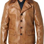 Men's Brown Genuine Real Cowhide Coat Jacket | Brown Cowhide Leather Jacket