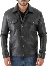 Classic Trucker Fashion Leather Jacket Men - Premium Suede Leather Shirt Style Coat Jacket - Image 2