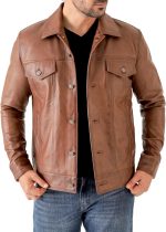 Classic Trucker Fashion Leather Jacket Men - Premium Suede Leather Shirt Style Coat Jacket - Image 2