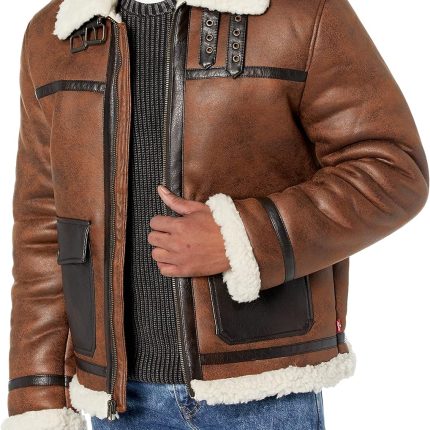 mens Faux Shearling Rancher Aviator Jacket