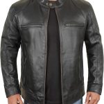 Real Lambskin Leather Jacket Men - Biker Style Zip Up Mens Motorcycle Jackets Outerwear